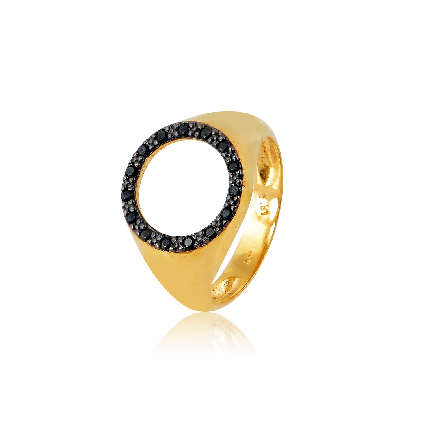 Δαχτυλίδι Chevalier Circle of Life Black Από Ασήμι Επιχρυσωμένο