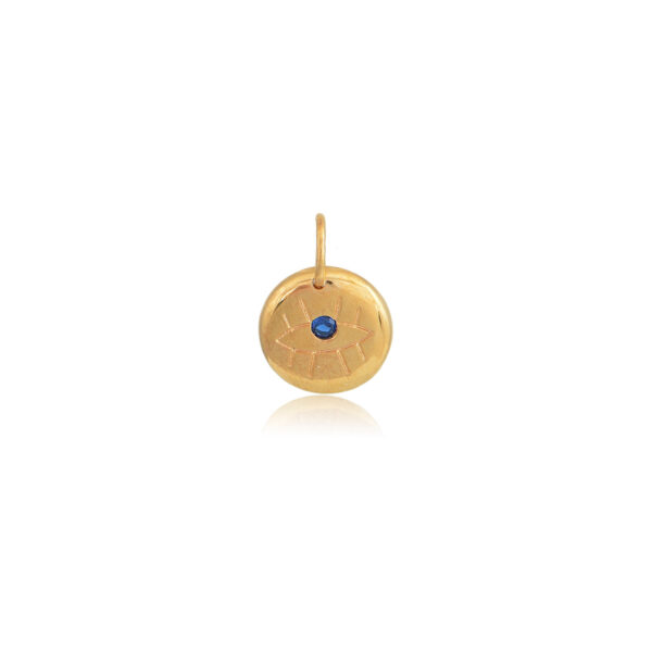 Blue Eye Circle Charm από ασήμι επιχρυσωμένο