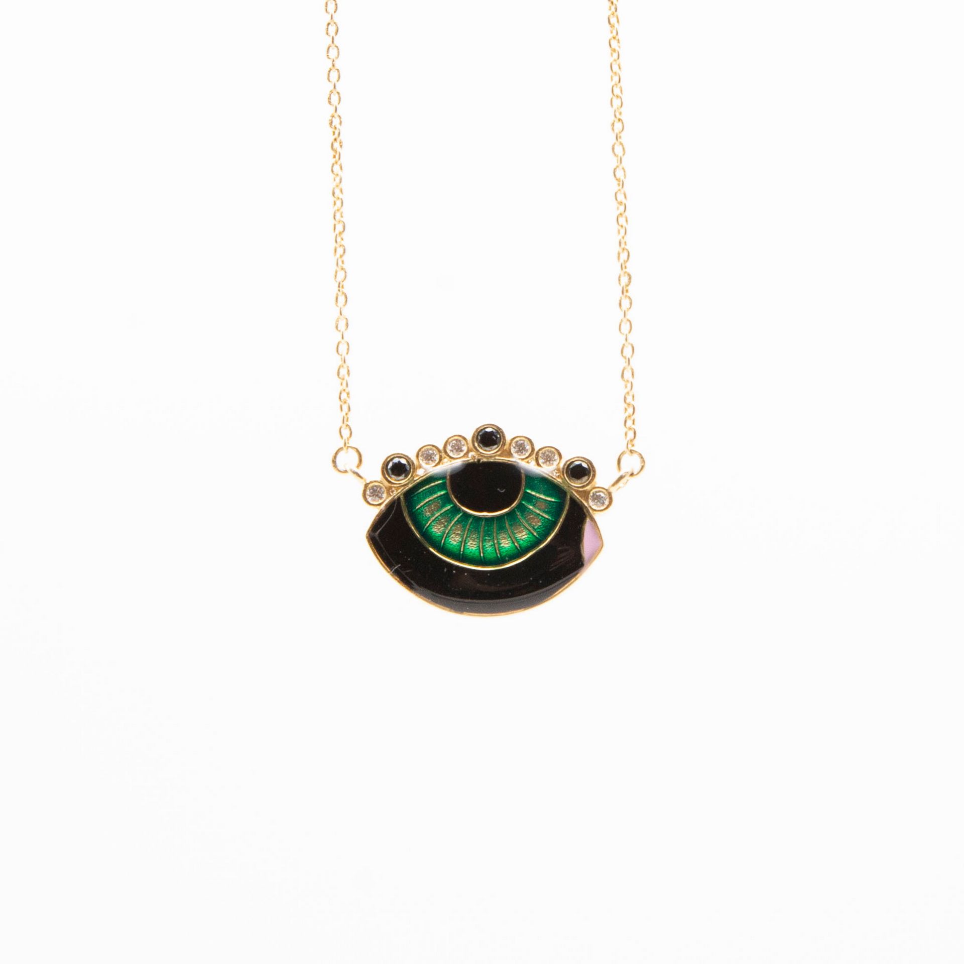 Evil Eye neclace silver 925 18cts gold plated enamel
